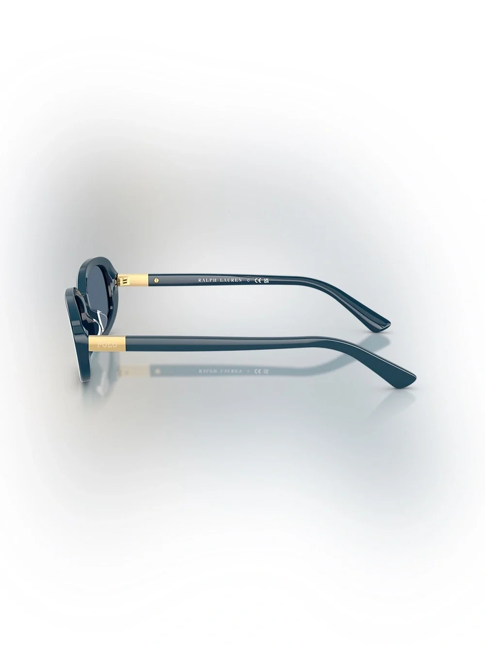 67. NEW Polo by Ralph Lauren Teal Oval Sunglasses with Gold Temple Accent